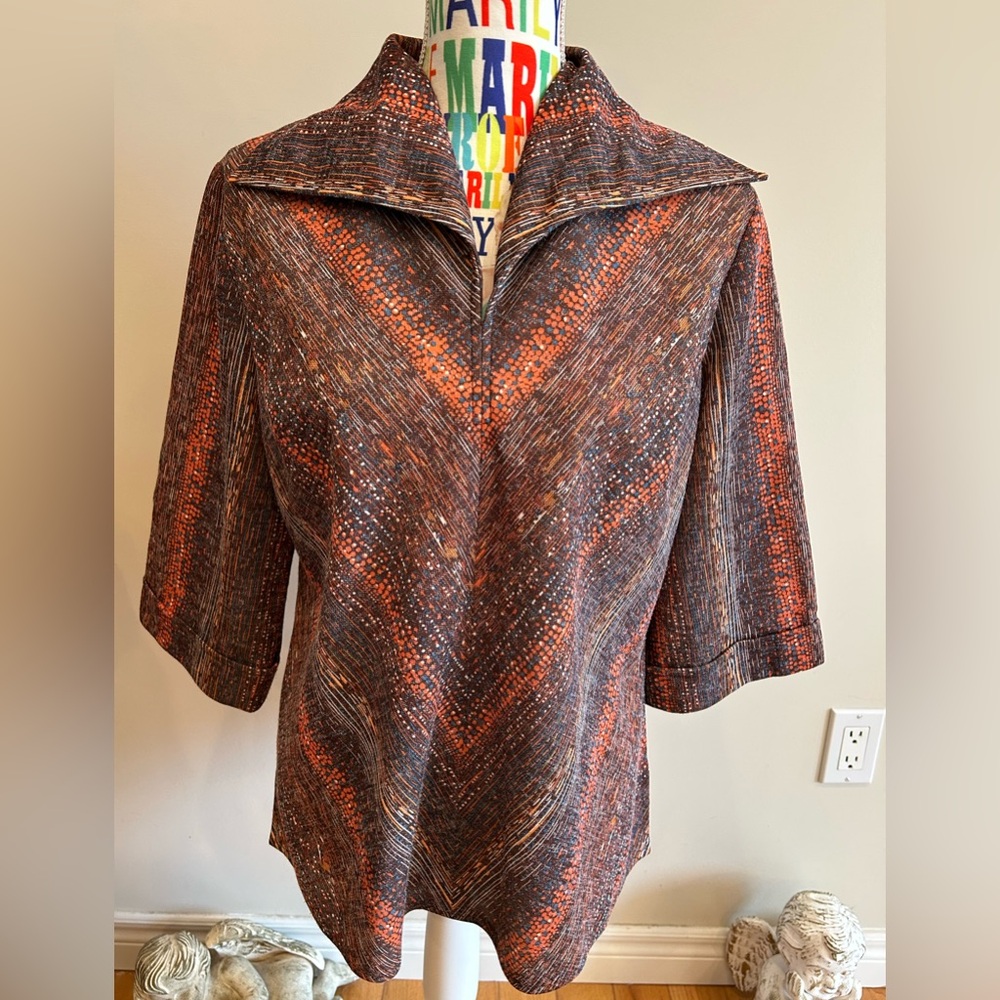 Vintage Leslie Belle Multicolor Top with Back Zipper Made in Canada